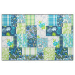 Aloha Patchwork Hawaiian Tropical Prints - Teal Fabric