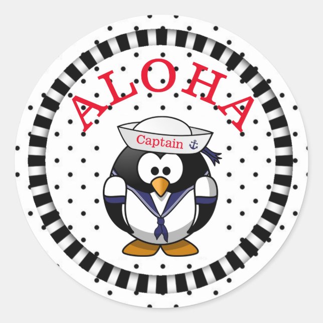 Aloha Penguin Classic Round Sticker (Front)