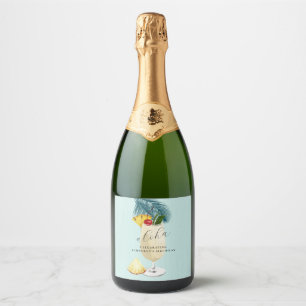 Aloha Pina Colada Green Cocktail Birthday Party Sparkling Wine Label