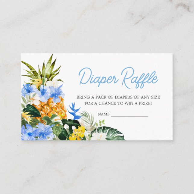 Aloha Pineapple Baby Shower Diaper Raffle Enclosure Card (Front)