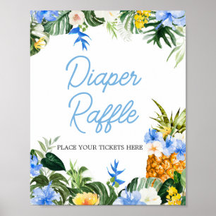 Aloha Pineapple Baby Shower Diaper Raffle Sign