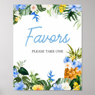 Aloha Pineapple Baby Shower Favors Sign