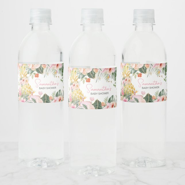 Aloha Pineapple Baby Shower  Water Bottle Label (Bottles)