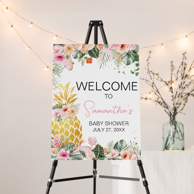 Aloha Pineapple Baby Shower Welcome Sign (In Situ (Stand))