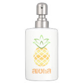 Aloha Pineapple Bathroom Counter Set, hawaii Soap Dispenser & Toothbrush Holder (Front)