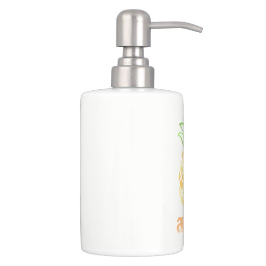 Aloha Pineapple Bathroom Counter Set, hawaii Soap Dispenser & Toothbrush Holder (Right)