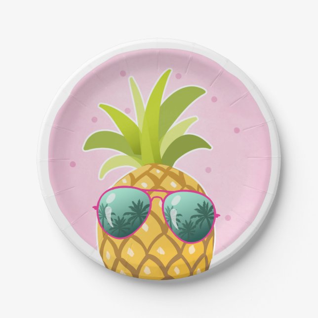 Aloha Pineapple Birthday Paper Plate Tropical Luau (Front)