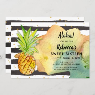 Aloha Pineapple Birthday party Invitations