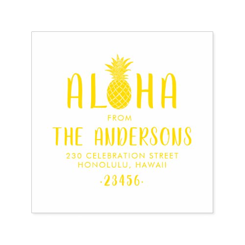 Aloha Pineapple Custom Family Name Return Address Self_inking Stamp