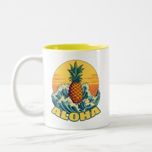 Aloha Pineapple Delight Vibrant Tropical  Two_Tone Coffee Mug