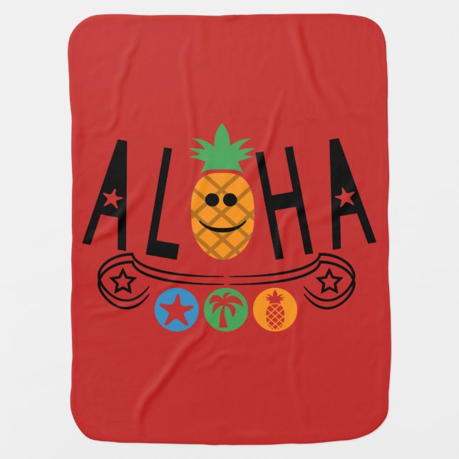Aloha Pineapple Design - Baby Blanket (Front)