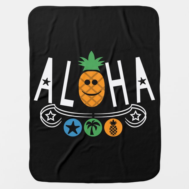 Aloha Pineapple Design - Baby Blanket (Front)