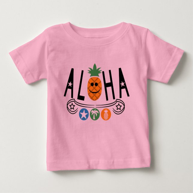 Aloha Pineapple Design - Baby Fine Jersey T-Shirt (Front)