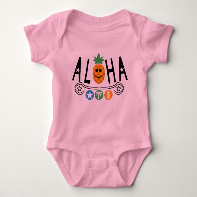 Aloha Pineapple Design - Baby Jersey Bodysuit (Front)