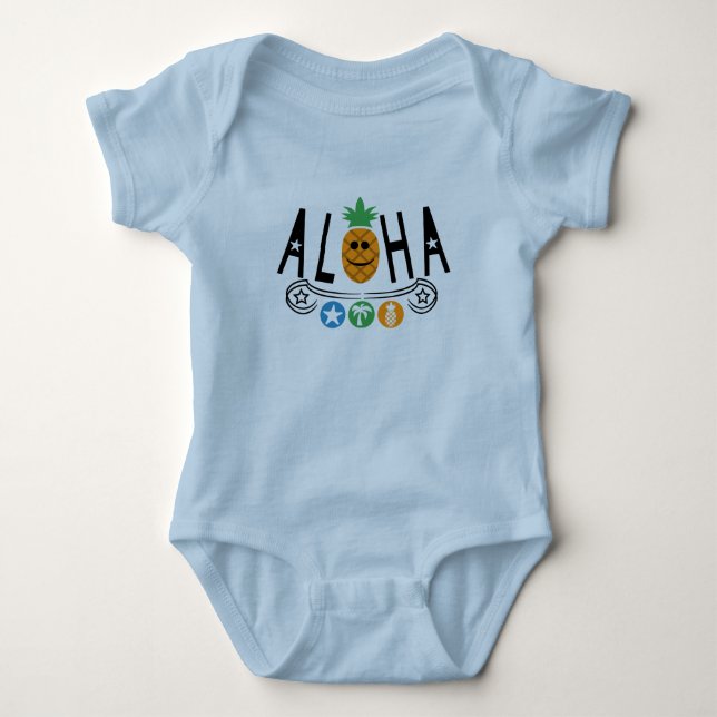 Aloha Pineapple Design - Baby Jersey Bodysuit (Front)