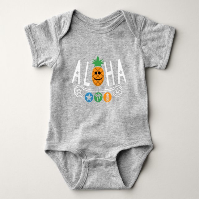 Aloha Pineapple Design - Baby Jersey Bodysuit (Front)