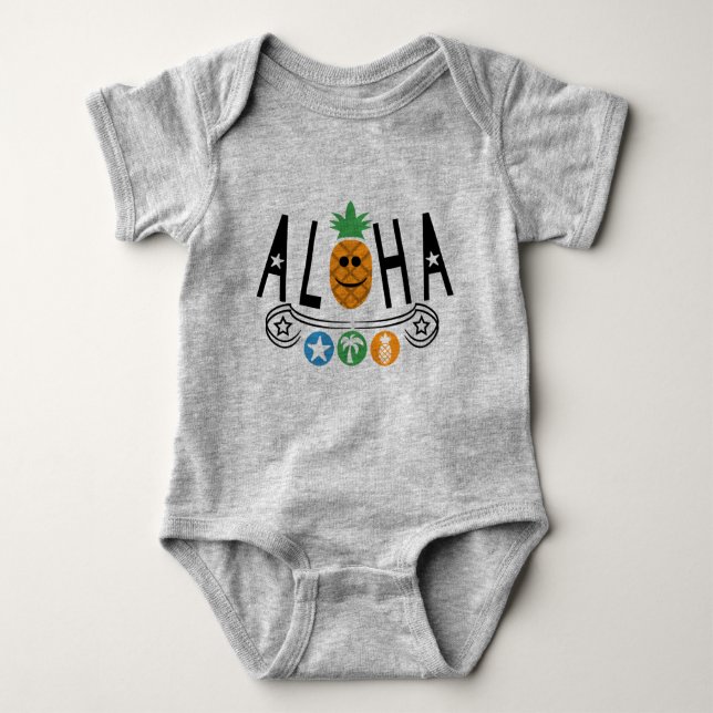 Aloha Pineapple Design - Baby Jersey Bodysuit (Front)