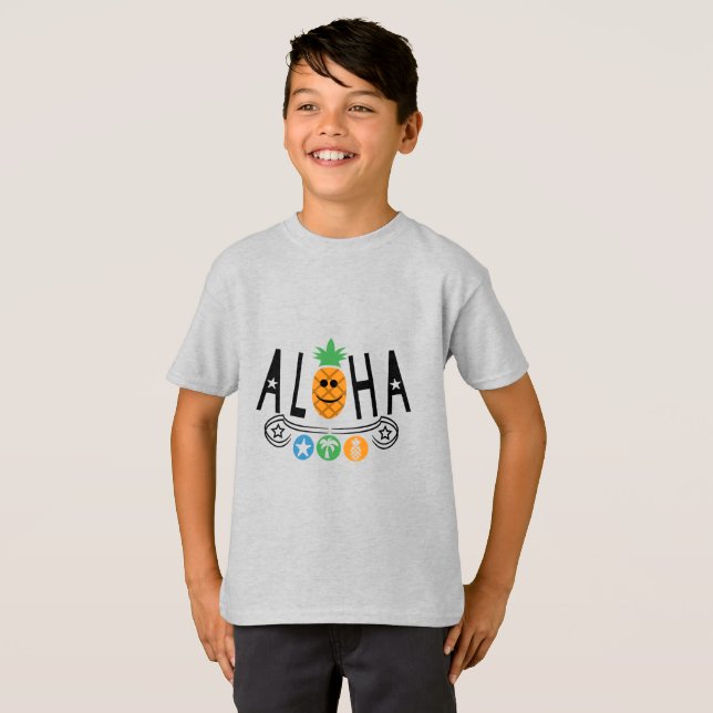 Aloha Pineapple Design - Kids' Basic T-Shirt (Front Full)