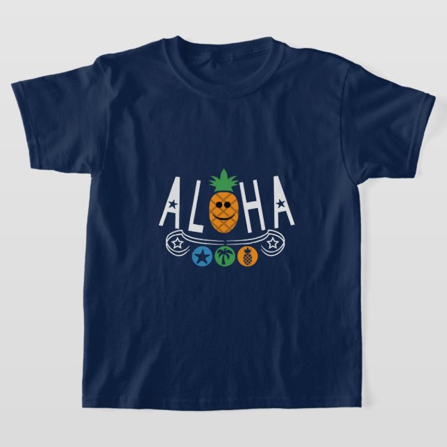 Aloha Pineapple Design - Kids' Basic T-Shirt (Laydown)
