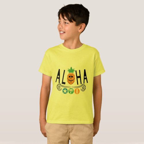 Aloha Pineapple Design _ Kids Hanes TAGLESS T_Sh T_Shirt