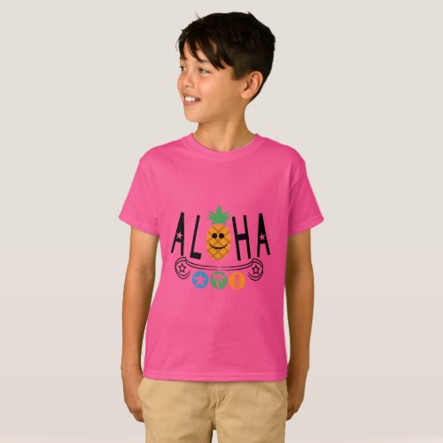 Aloha Pineapple Design _Kids Hanes TAGLESS T_Shi T_Shirt