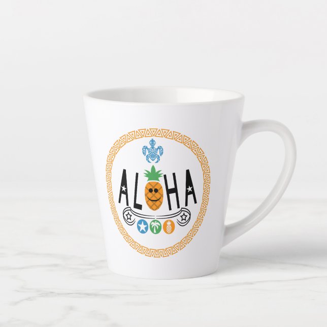Aloha Pineapple Design - Small Latte Mug (Right)