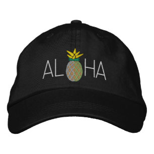 Aloha Pineapple Embroidery Graphic on Embroidered Baseball Cap
