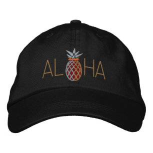 Aloha Pineapple Embroidery Graphic on Embroidered Baseball Hat
