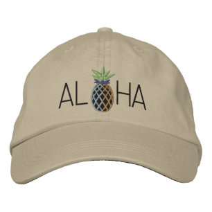 Aloha Pineapple Embroidery Graphic on Embroidered Baseball Hat