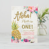 Aloha Pineapple First Birthday Invitation (Standing Front)