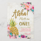 Aloha Pineapple First Birthday Invitation (Front/Back)