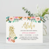 Aloha Pineapple Floral Baby Shower Invitation (Standing Front)