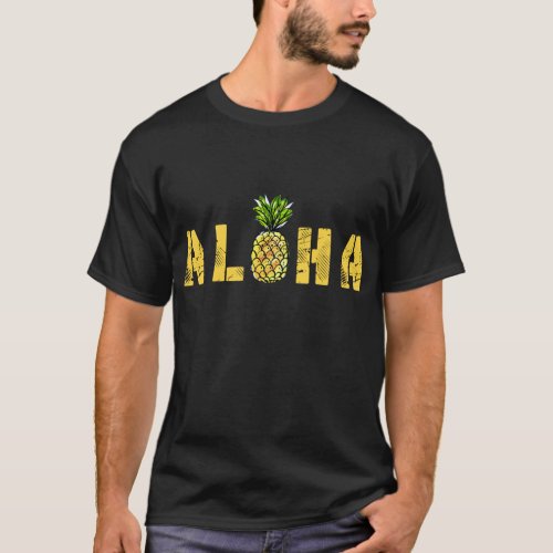 Aloha Pineapple Hawaii Vintage Tropical Fruit Summ T_Shirt