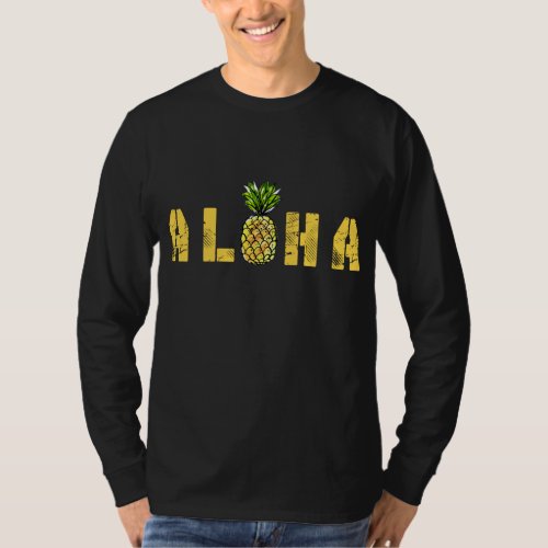 Aloha Pineapple Hawaii Vintage Tropical Fruit Summ T_Shirt