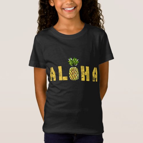 Aloha Pineapple Hawaii Vintage Tropical Fruit Summ T_Shirt