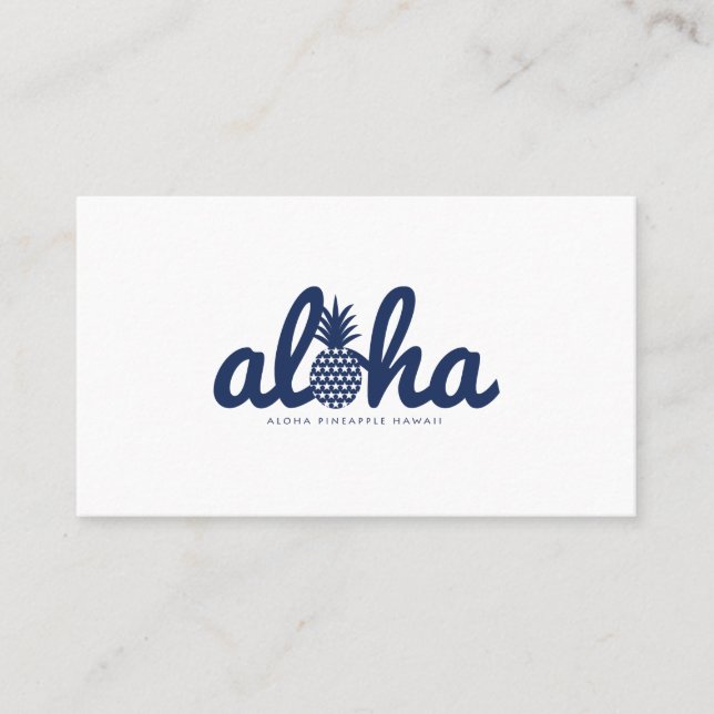 Aloha pineapple LogoColor-Navy Business Card (Front)