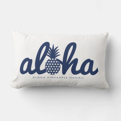 Aloha pineapple LogoColor_Navy Lumbar Pillow