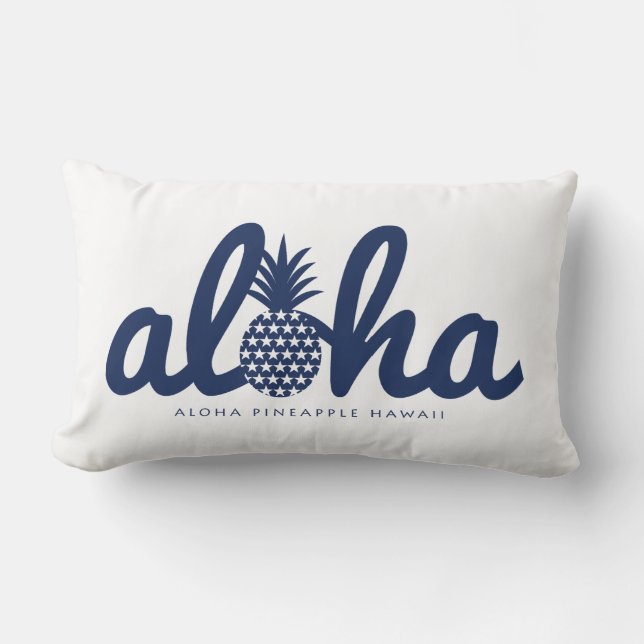 Aloha pineapple LogoColor-Navy Lumbar Pillow (Front)
