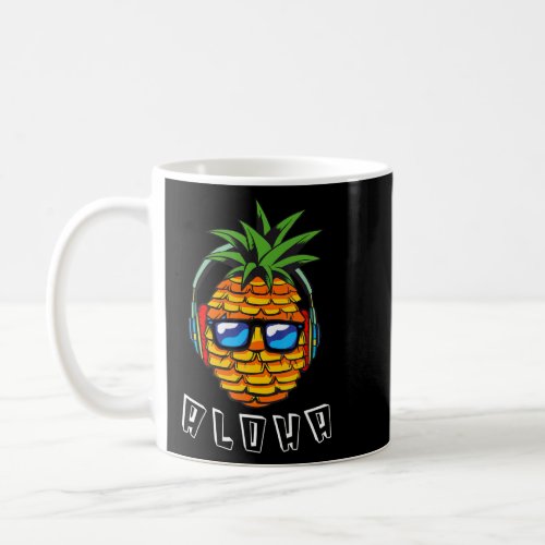 Aloha Pineapple Music Headset Sunglass Vintage Haw Coffee Mug