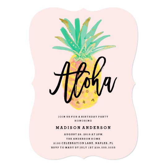 aloha pineapple party invitation
