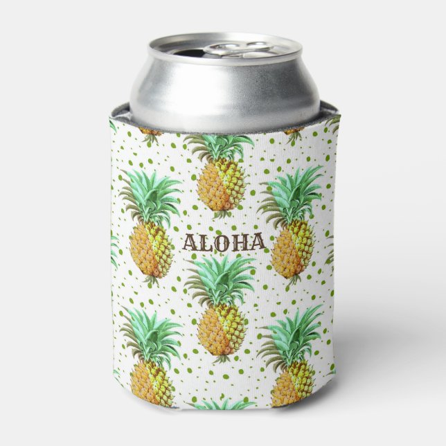 Aloha Pineapple Pattern Can Cooler (Can Front)