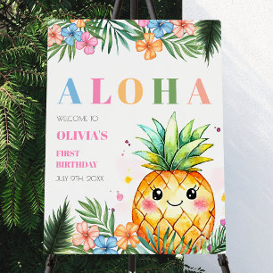 Aloha Pineapple Summer 1st Birthday Party Welcome Foam Board