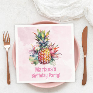 Aloha Pineapple Summer Birthday Party Napkins