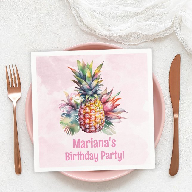 Aloha Pineapple Summer Birthday Party Napkins (Creator Uploaded)
