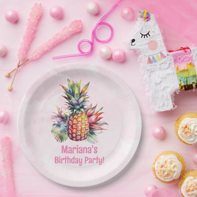 Aloha Pineapple Summer Birthday Party Paper Plates (Party)