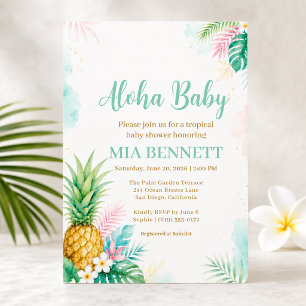 Aloha Pineapple Tropical Baby Shower Invitation