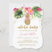 Aloha Pineapple Tropical Floral Baby Shower Invitation (Front)
