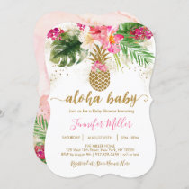 Aloha Pineapple Tropical Floral Baby Shower Invitation