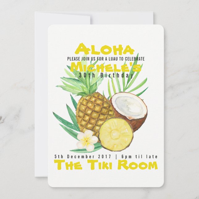 Aloha Pineapple Tropical Luau Retro Summer Party Invitation (Front)