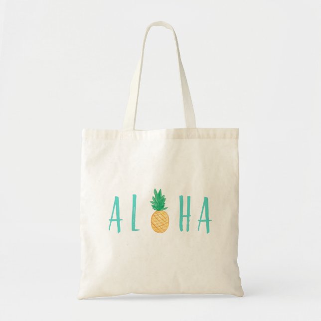 Aloha Pineapple Tropical Tote Bag (Front)